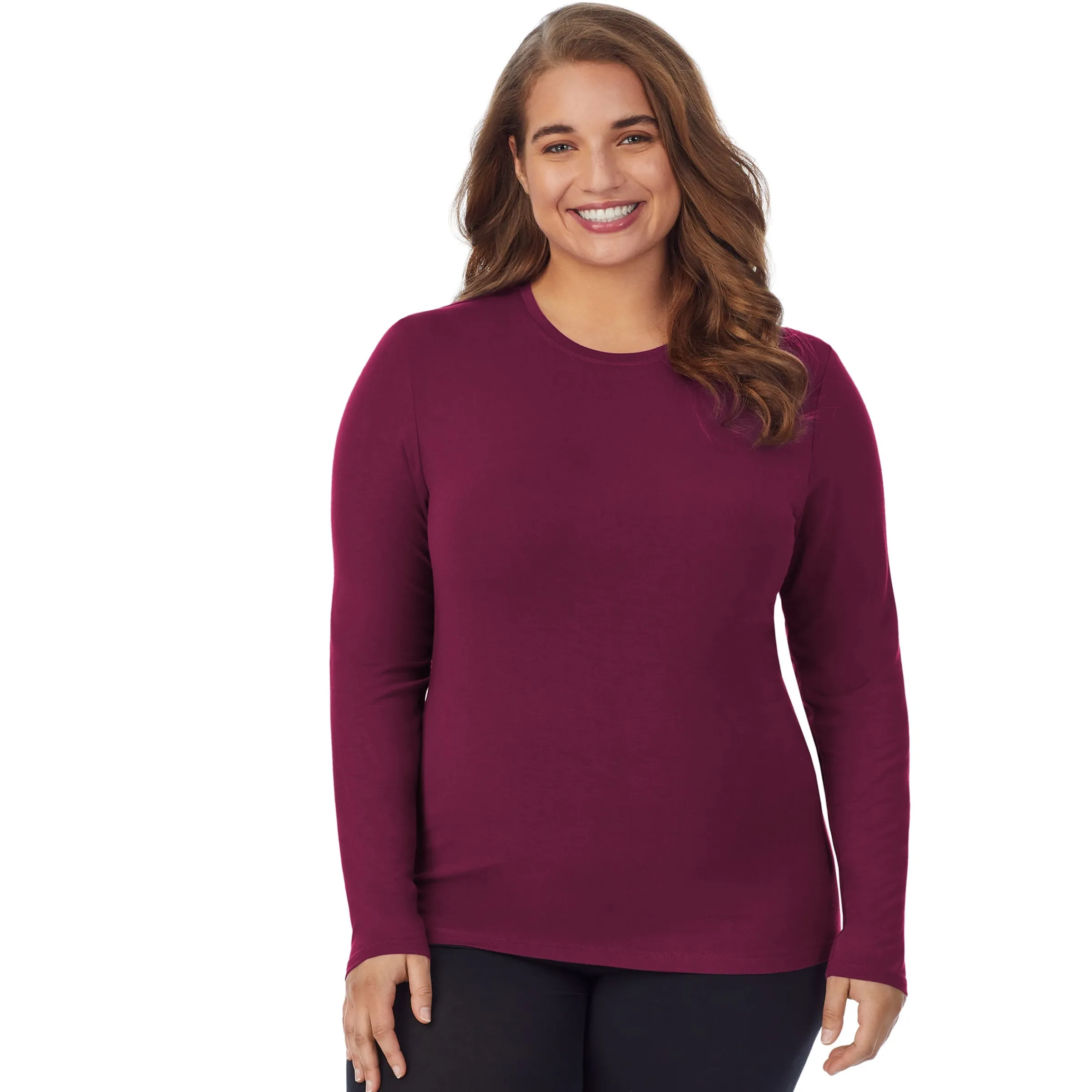 Best Softwear With Stretch Long Sleeve Crew PLUS Women Long Sleeves|Plus Size