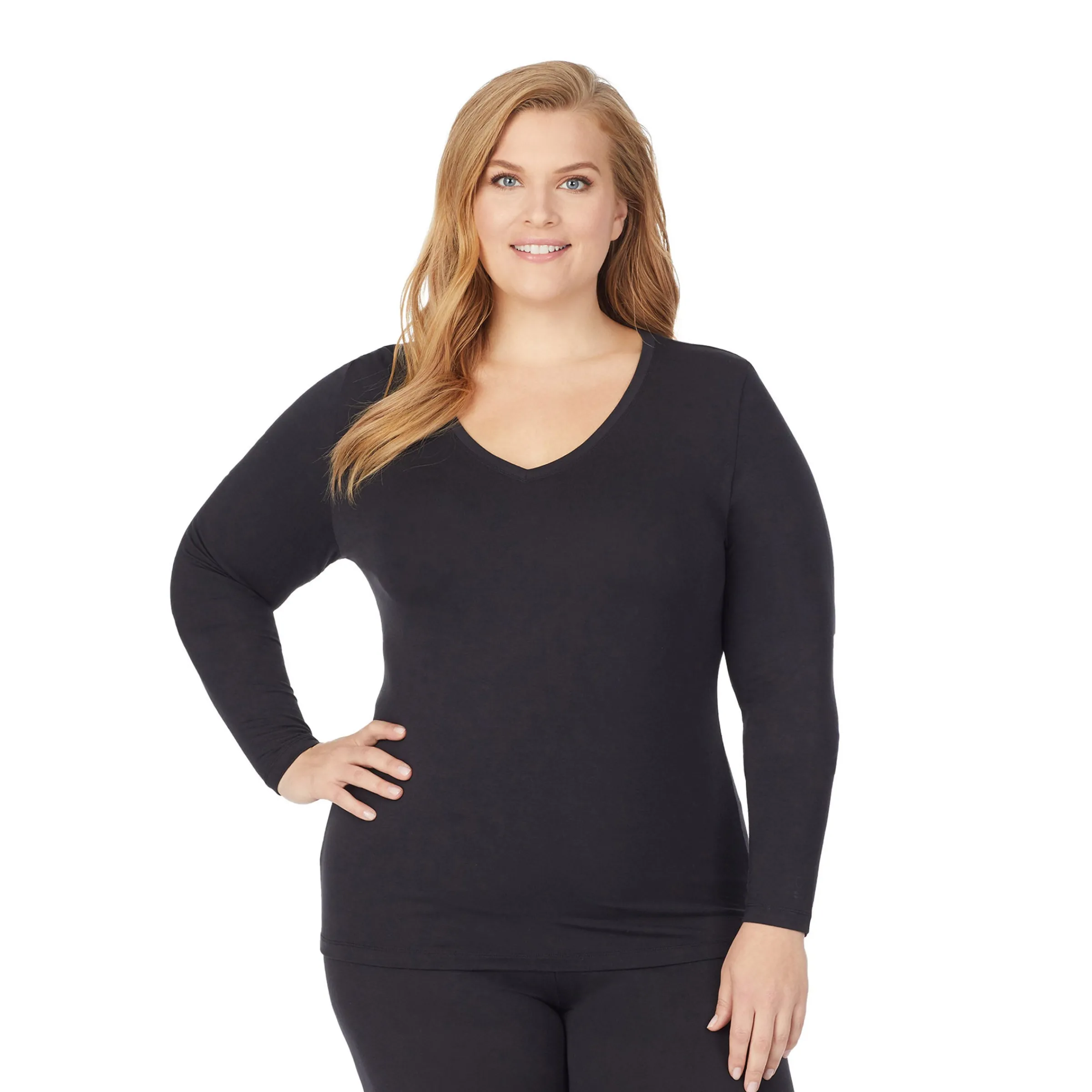 Clearance Softwear With Stretch Long Sleeve V-Neck PLUS Women Plus Size|Long Sleeves
