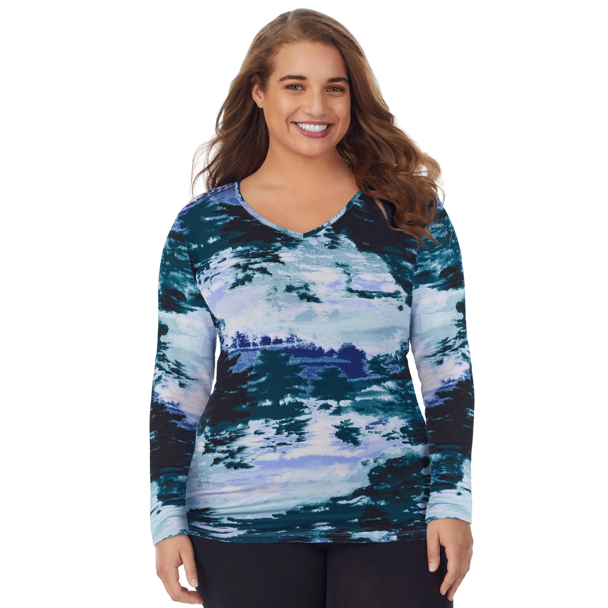 Clearance Softwear With Stretch Long Sleeve V-Neck PLUS Women Plus Size|Long Sleeves