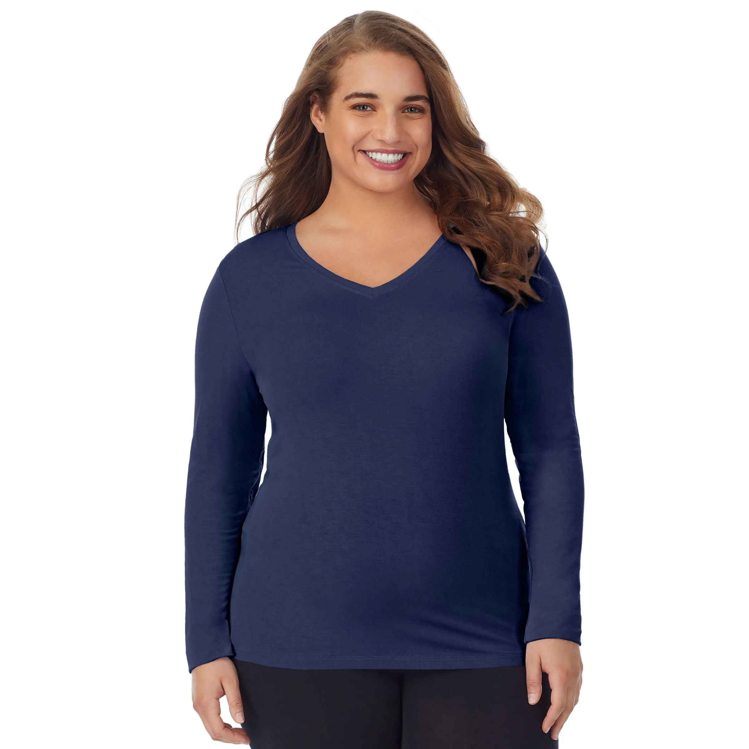 Clearance Softwear With Stretch Long Sleeve V-Neck PLUS Women Plus Size|Long Sleeves