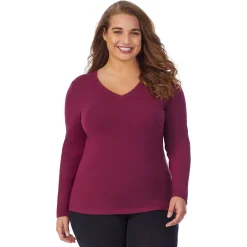 Clearance Softwear With Stretch Long Sleeve V-Neck PLUS Women Plus Size|Long Sleeves