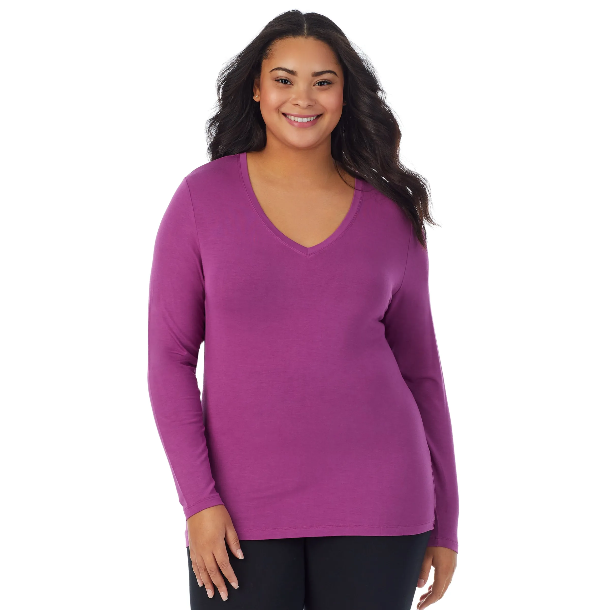 Clearance Softwear With Stretch Long Sleeve V-Neck PLUS Women Plus Size|Long Sleeves