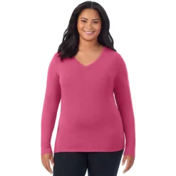 Clearance Softwear With Stretch Long Sleeve V-Neck PLUS Women Plus Size|Long Sleeves