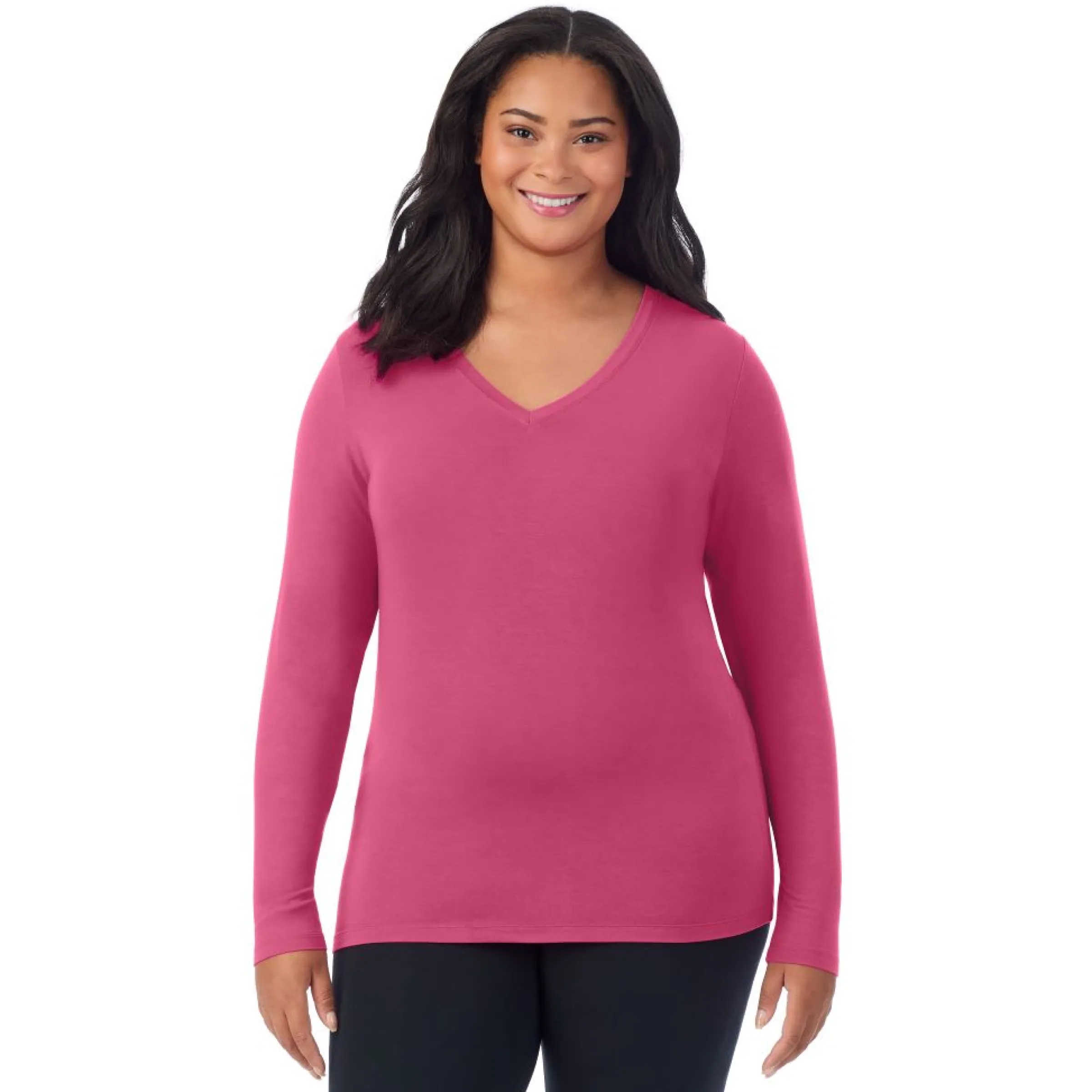 Clearance Softwear With Stretch Long Sleeve V-Neck PLUS Women Plus Size|Long Sleeves