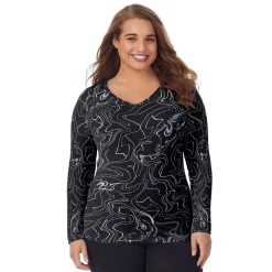 Clearance Softwear With Stretch Long Sleeve V-Neck PLUS Women Plus Size|Long Sleeves