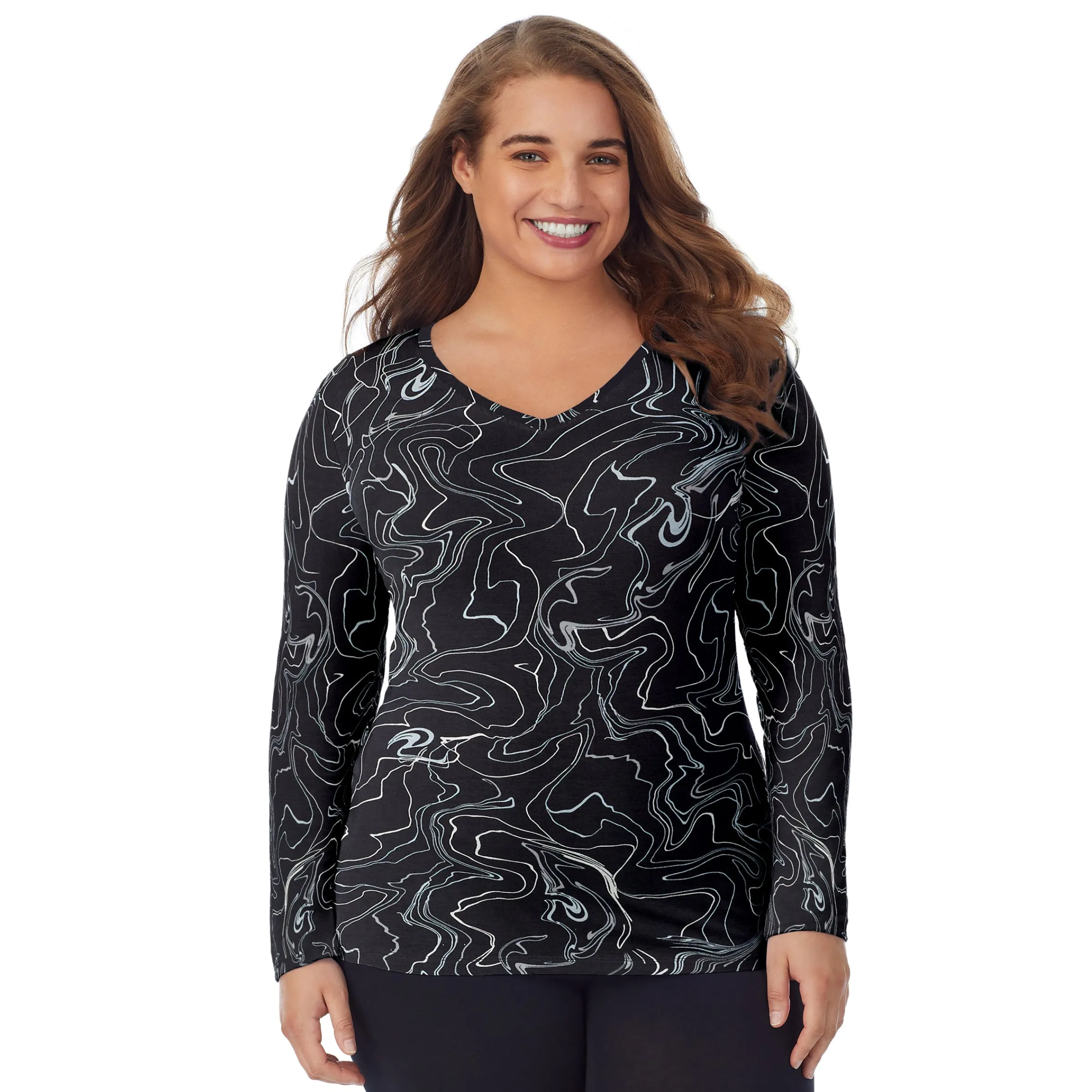 Clearance Softwear With Stretch Long Sleeve V-Neck PLUS Women Plus Size|Long Sleeves