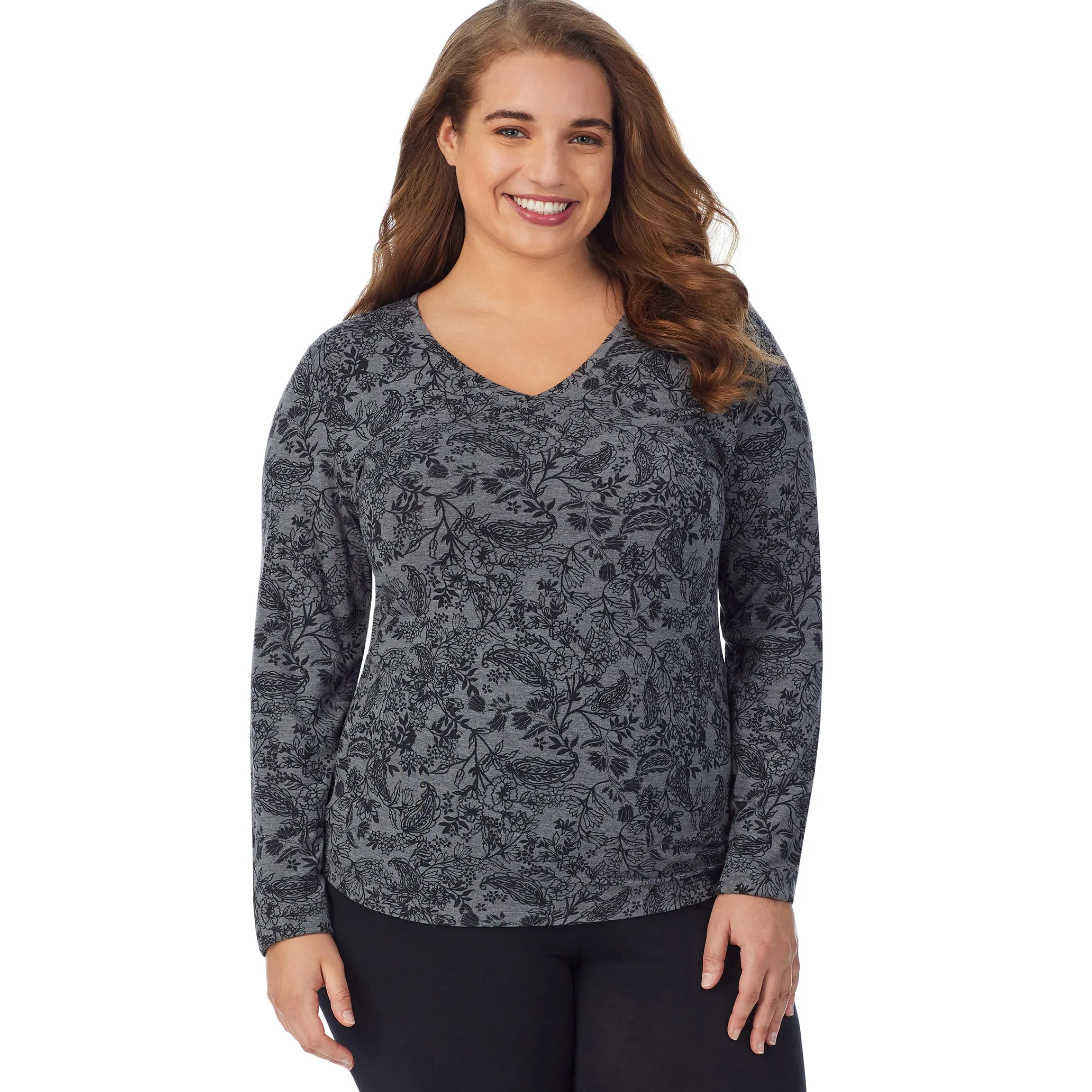 Clearance Softwear With Stretch Long Sleeve V-Neck PLUS Women Plus Size|Long Sleeves