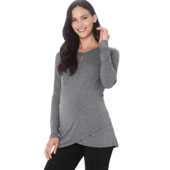 Softwear with Stretch Maternity Wrap Front Top Women Long Sleeves|Maternity