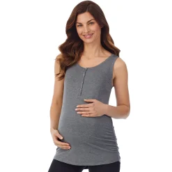 Best Softwear with Stretch Maternity Snap Front Henley Tank Top Women Maternity