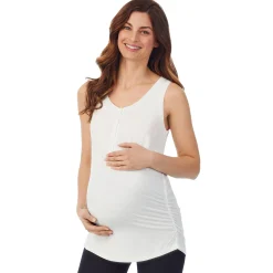 Best Softwear with Stretch Maternity Snap Front Henley Tank Top Women Maternity