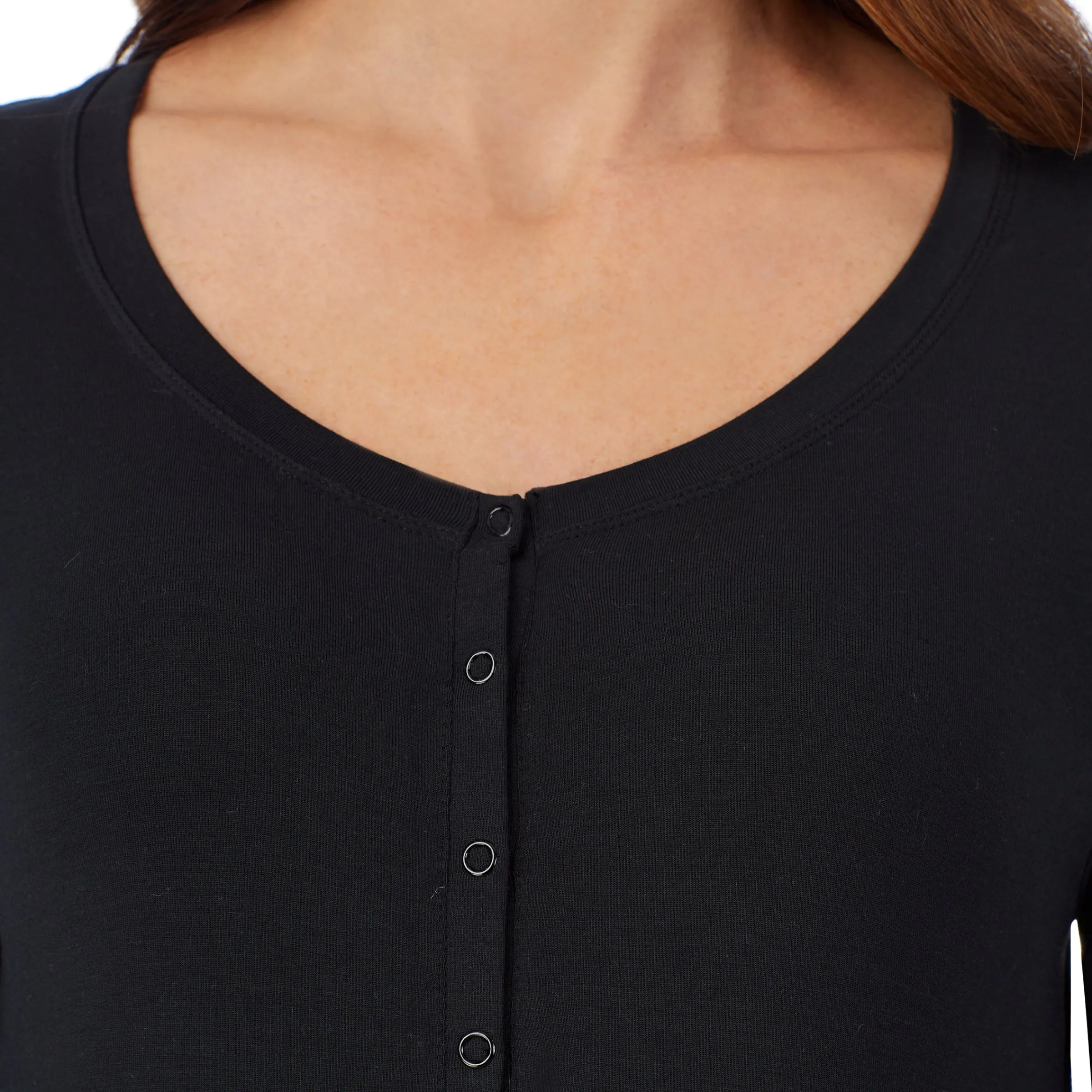 Clearance Softwear with Stretch Maternity Snap Front Henley Top Women Maternity|Long Sleeves