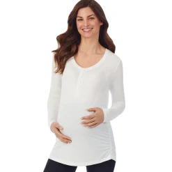 Clearance Softwear with Stretch Maternity Snap Front Henley Top Women Maternity|Long Sleeves