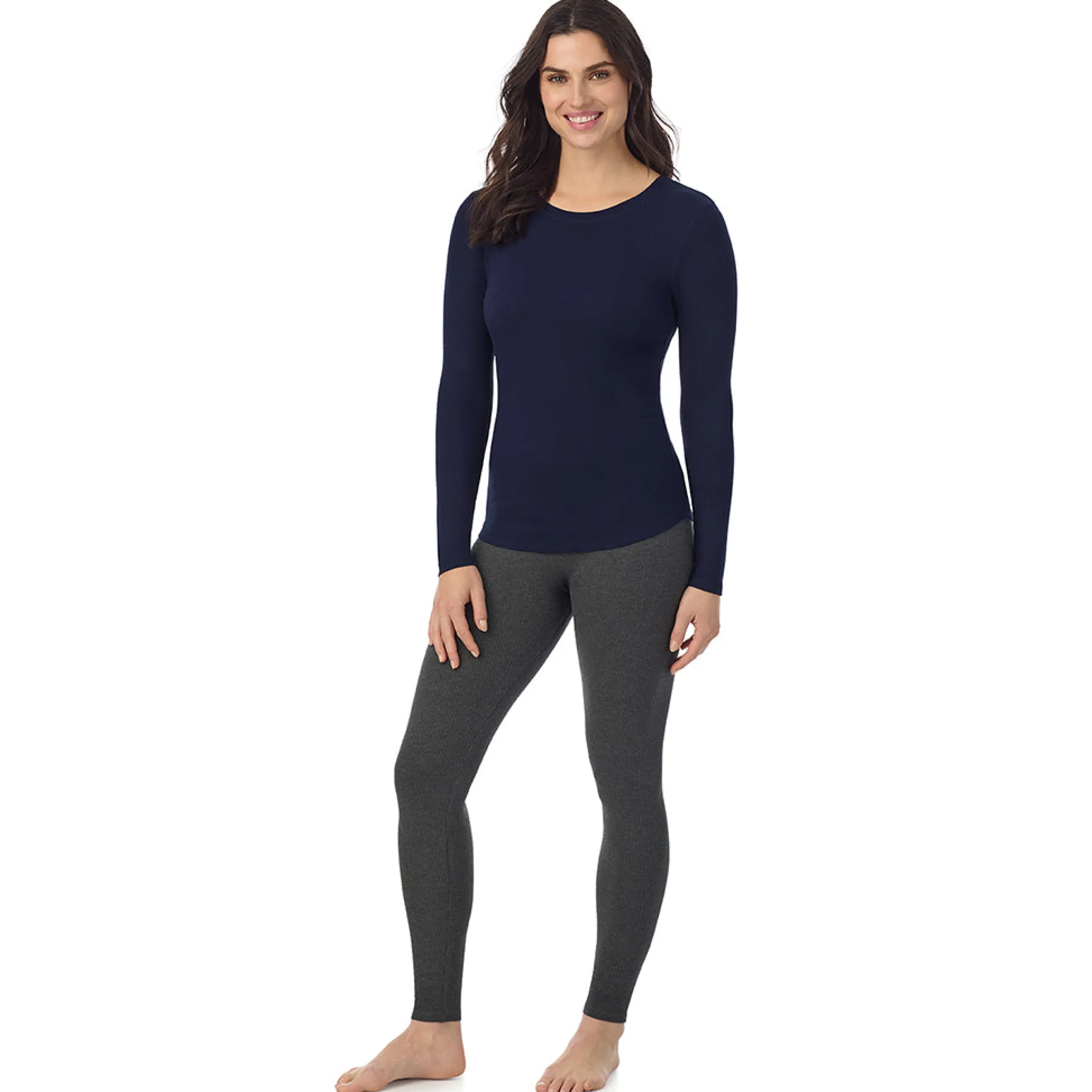 Outlet Stretch Rib Long Sleeve Crew Women Long Sleeves