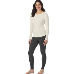 Discount Stretch Rib Long Sleeve Henley Women Long Sleeves