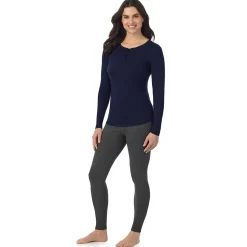 Discount Stretch Rib Long Sleeve Henley Women Long Sleeves