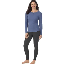 Discount Stretch Rib Long Sleeve Henley Women Long Sleeves