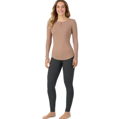 Discount Stretch Rib Long Sleeve Henley Women Long Sleeves