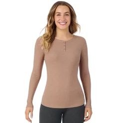 Discount Stretch Rib Long Sleeve Henley Women Long Sleeves