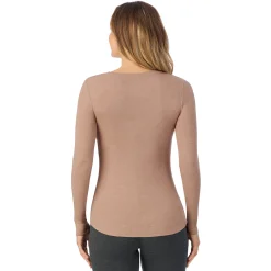 Discount Stretch Rib Long Sleeve Henley Women Long Sleeves