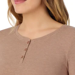 Discount Stretch Rib Long Sleeve Henley Women Long Sleeves