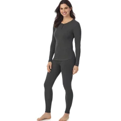 Discount Stretch Rib Long Sleeve Henley Women Long Sleeves