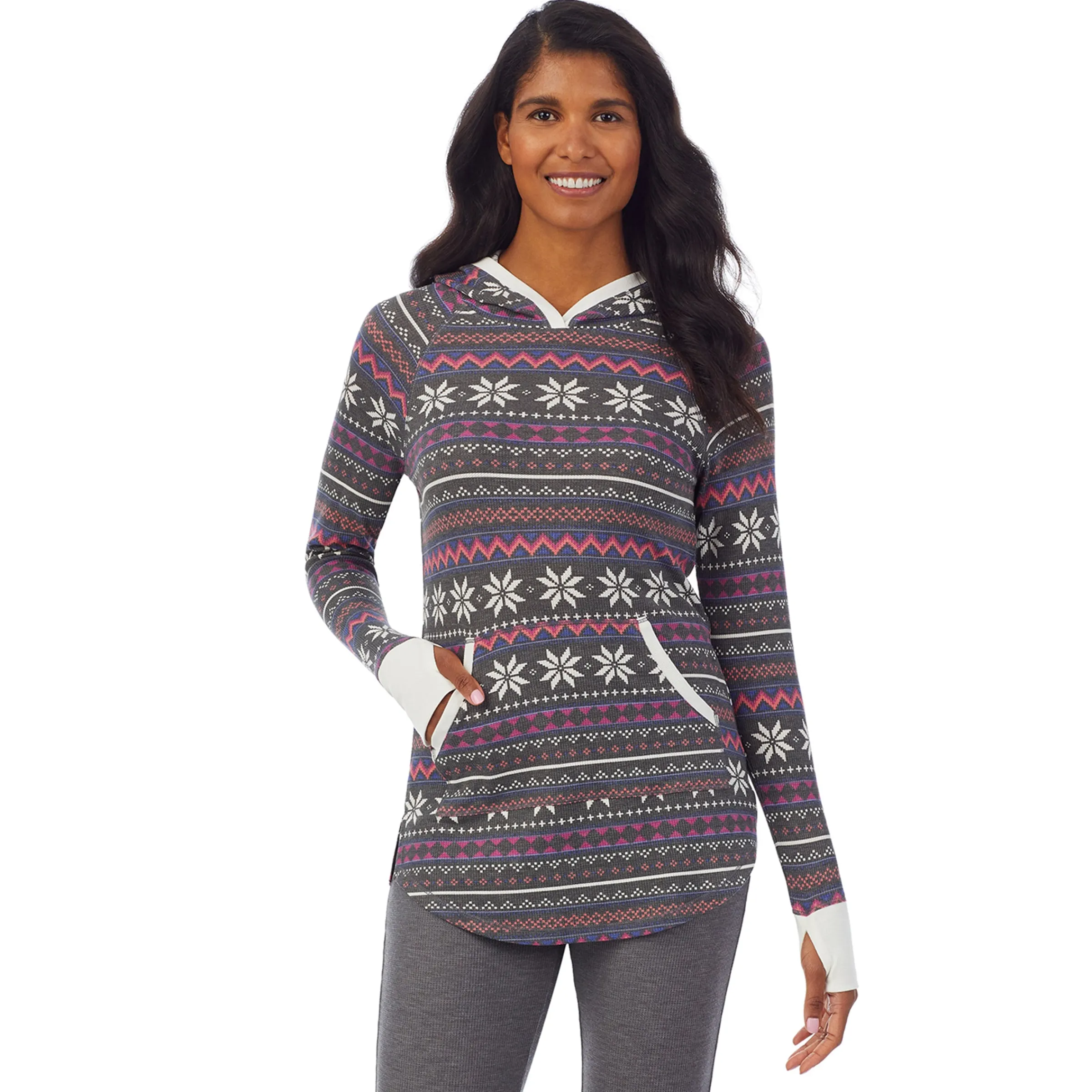 New Stretch Thermal Long Sleeve Hoodie Tunic Women Long Sleeves