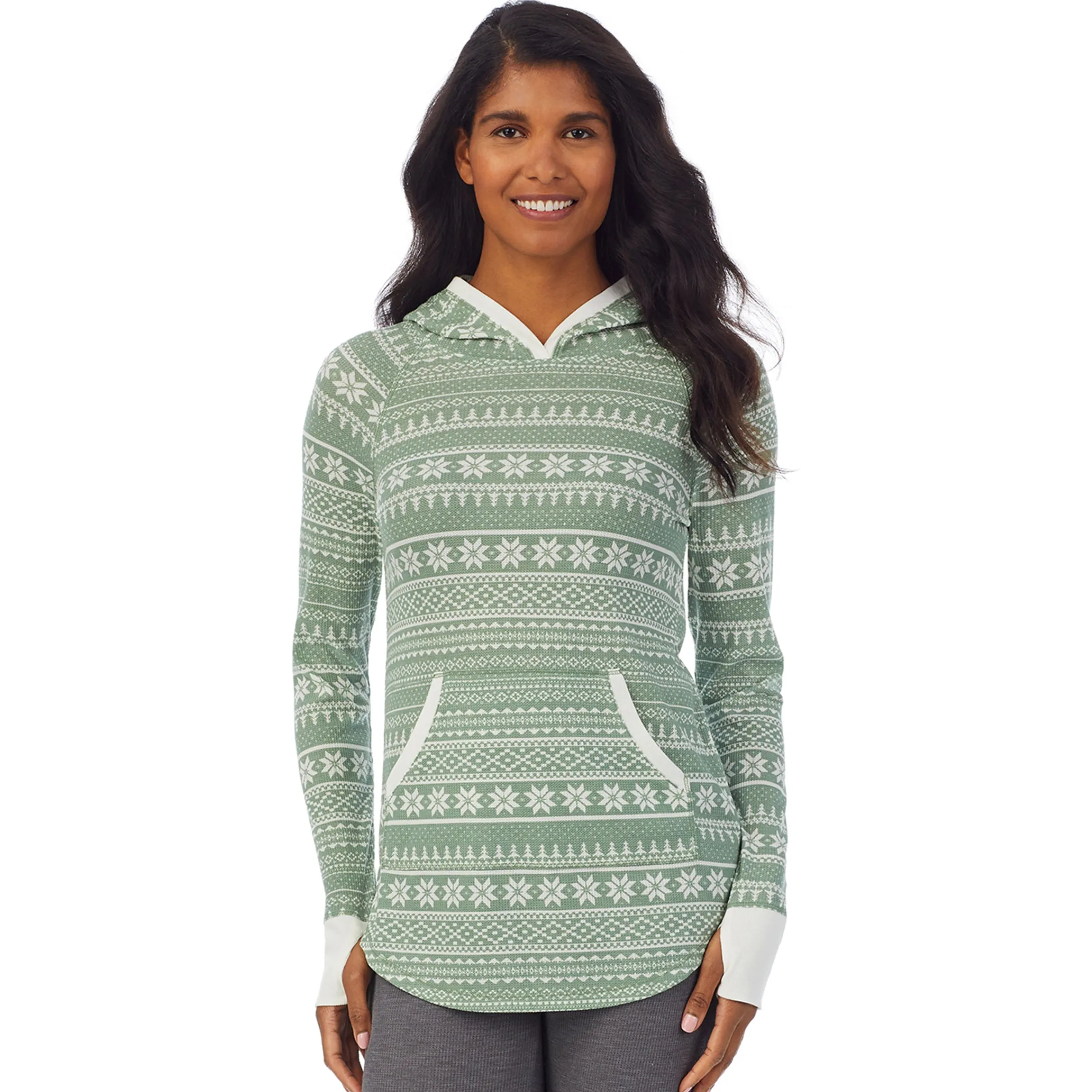 New Stretch Thermal Long Sleeve Hoodie Tunic Women Long Sleeves