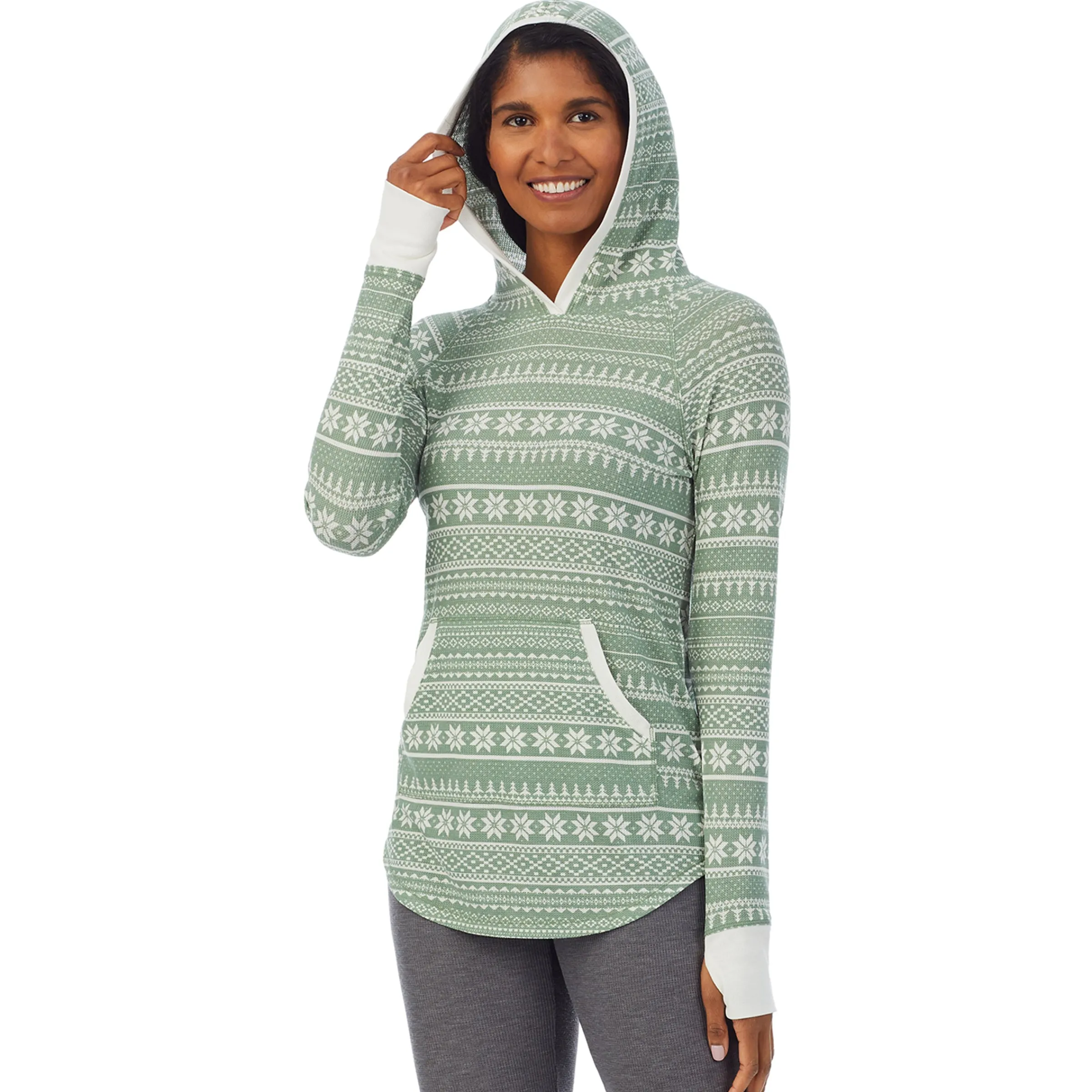 New Stretch Thermal Long Sleeve Hoodie Tunic Women Long Sleeves