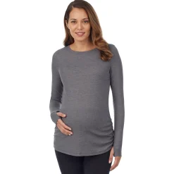 New Stretch Thermal Maternity Long Sleeve Ballet Neck Top Women Maternity|Long Sleeves