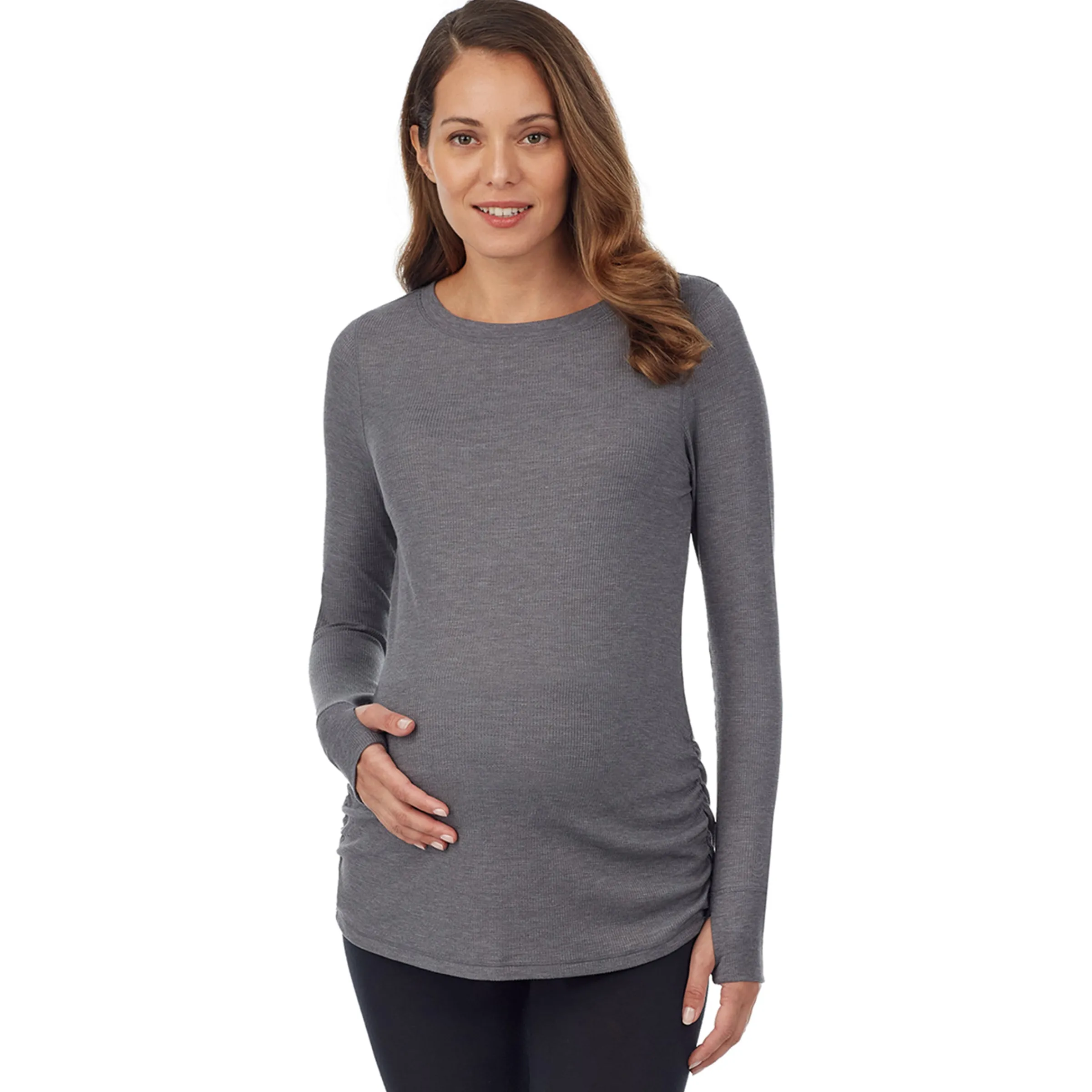 New Stretch Thermal Maternity Long Sleeve Ballet Neck Top Women Maternity|Long Sleeves