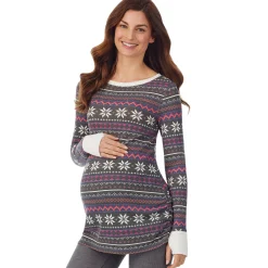 New Stretch Thermal Maternity Long Sleeve Ballet Neck Top Women Maternity|Long Sleeves
