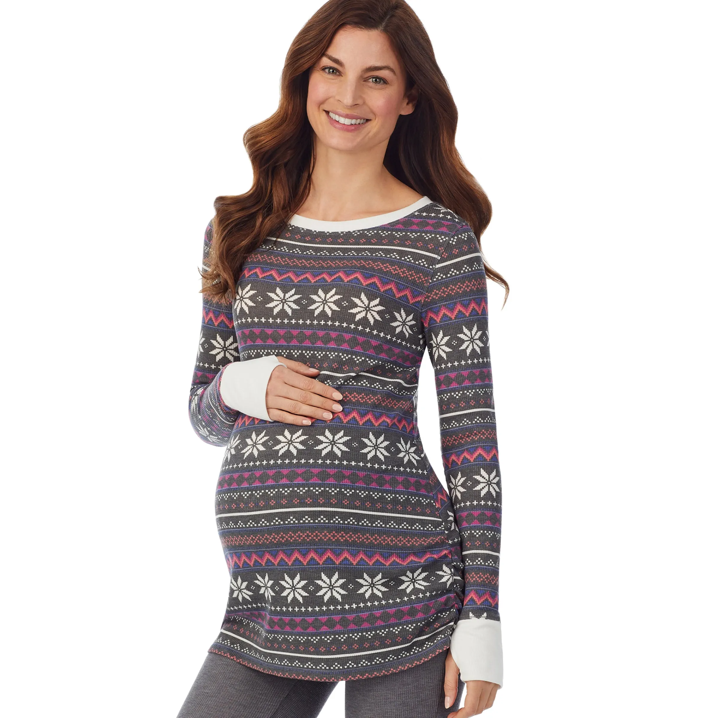 New Stretch Thermal Maternity Long Sleeve Ballet Neck Top Women Maternity|Long Sleeves