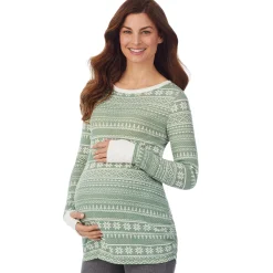 New Stretch Thermal Maternity Long Sleeve Ballet Neck Top Women Maternity|Long Sleeves
