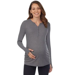 Discount Stretch Thermal Maternity Long Sleeve Split V-Neck Henley Women Maternity|Long Sleeves