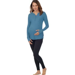 Discount Stretch Thermal Maternity Long Sleeve Split V-Neck Henley Women Maternity|Long Sleeves