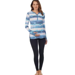 Discount Stretch Thermal Maternity Long Sleeve Split V-Neck Henley Women Maternity|Long Sleeves
