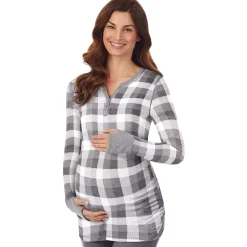 Discount Stretch Thermal Maternity Long Sleeve Split V-Neck Henley Women Maternity|Long Sleeves