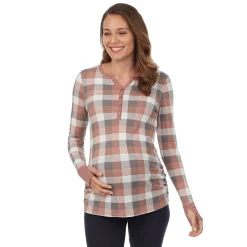 Discount Stretch Thermal Maternity Long Sleeve Split V-Neck Henley Women Maternity|Long Sleeves