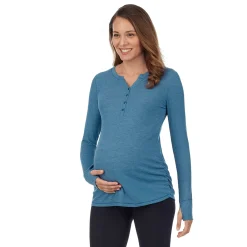 Discount Stretch Thermal Maternity Long Sleeve Split V-Neck Henley Women Maternity|Long Sleeves