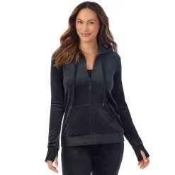 Stretch Velour Full Zip Hoodie Women Lounge|Wraps + Hoodies