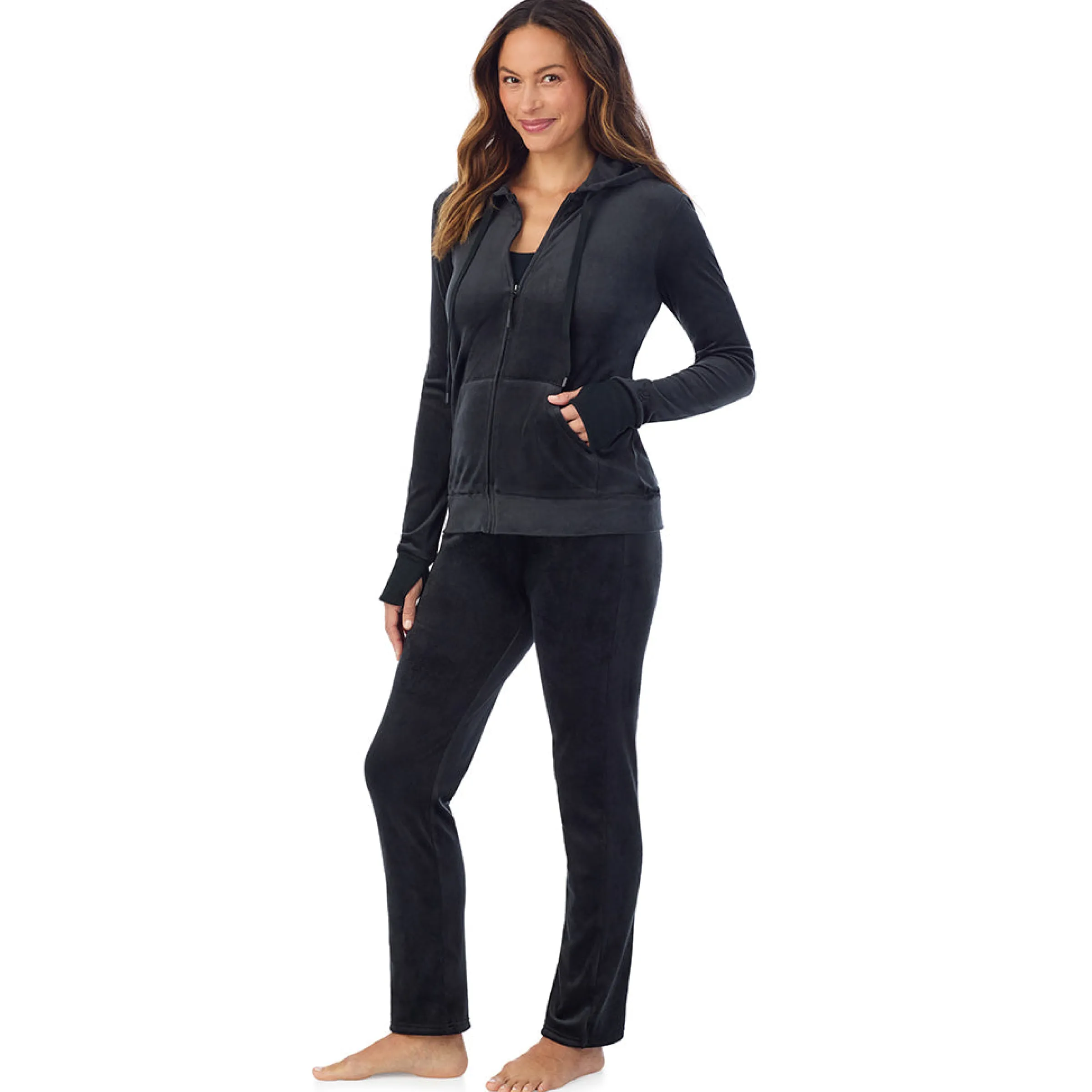 Stretch Velour Full Zip Hoodie Women Lounge|Wraps + Hoodies