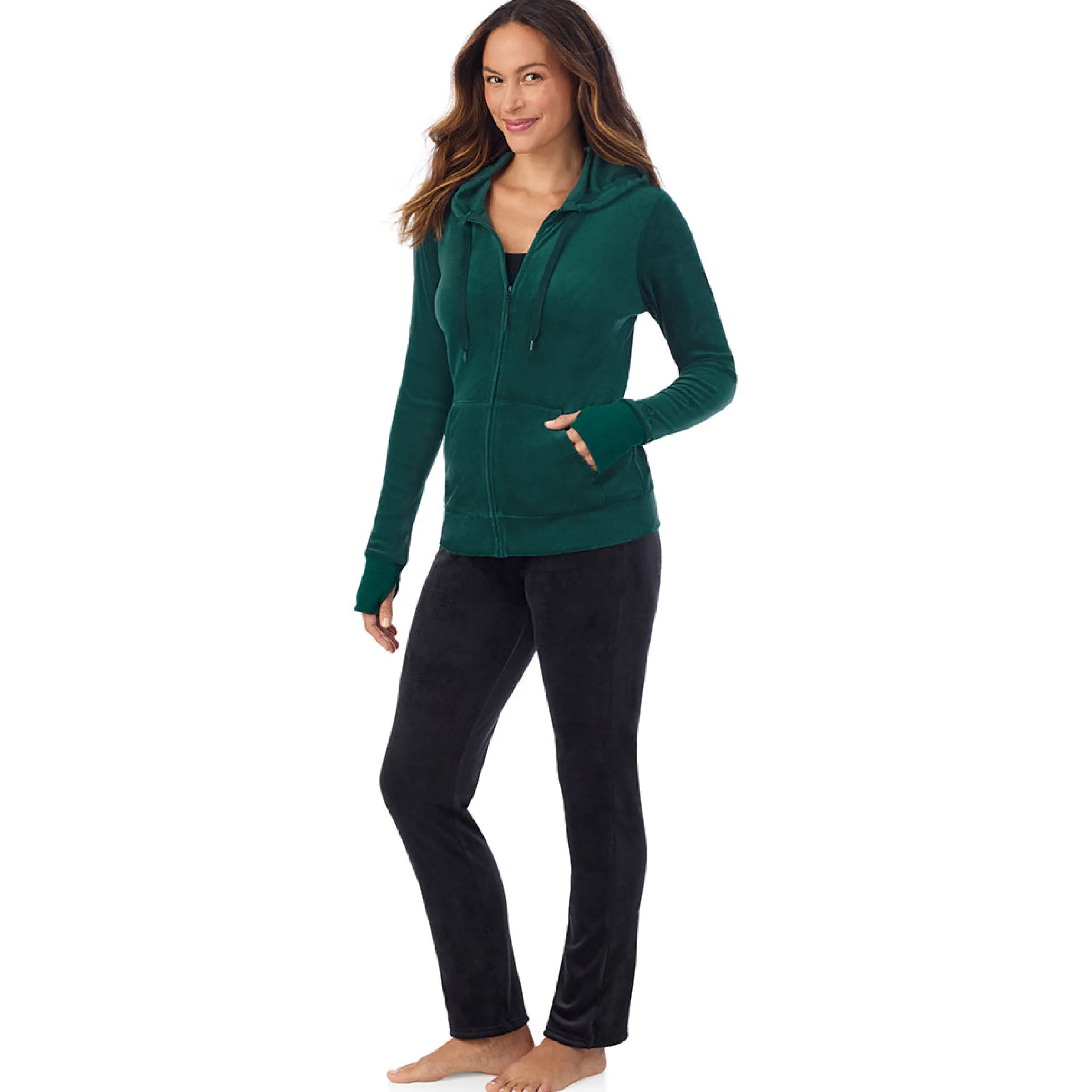 Stretch Velour Full Zip Hoodie Women Lounge|Wraps + Hoodies