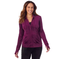 Stretch Velour Full Zip Hoodie Women Lounge|Wraps + Hoodies