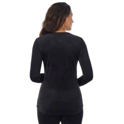 Outlet Stretch Velour Long Sleeve V-Neck Women Long Sleeves