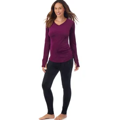 Outlet Stretch Velour Long Sleeve V-Neck Women Long Sleeves