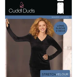 Sale Stretch Velour Long Sleeve V-Neck Women Long Sleeves