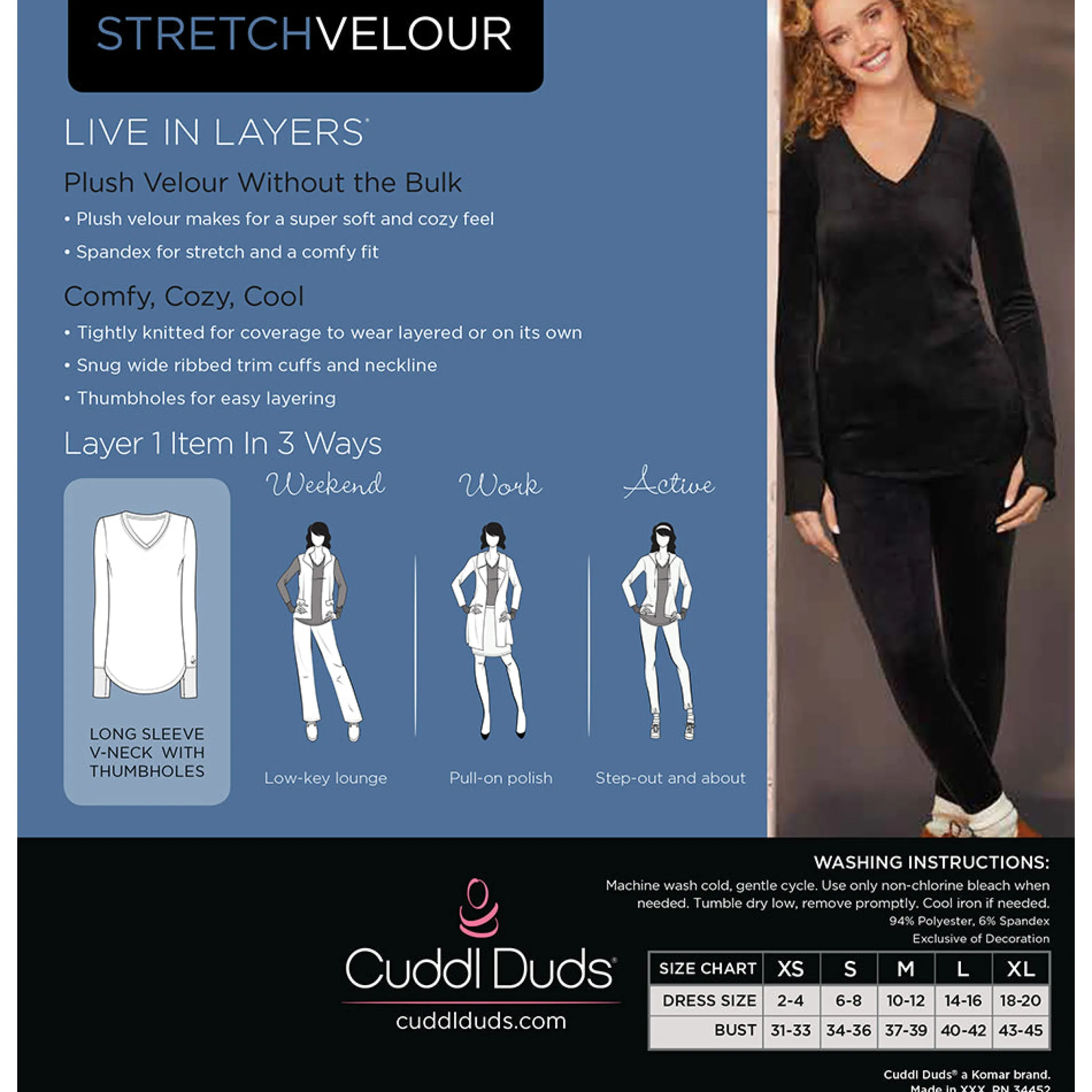 Sale Stretch Velour Long Sleeve V-Neck Women Long Sleeves