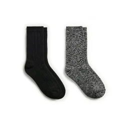 Hot Tonal Spacedye Chevron Texture/Wide Rib Crew Sock 2-Pack Women Socks|Women's Accessories