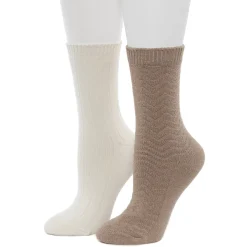 Hot Tonal Spacedye Chevron Texture/Wide Rib Crew Sock 2-Pack Women Socks|Women's Accessories