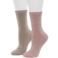 Hot Tonal Spacedye Chevron Texture/Wide Rib Crew Sock 2-Pack Women Socks|Women's Accessories